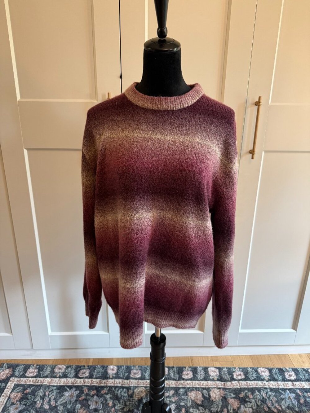 Original Use Ombre Space Dye Crewneck Knit Sweater Maroon Pink Tan Men's M